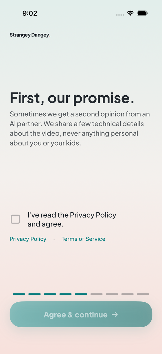 The heads-up screen you agree to once, before the first screening.